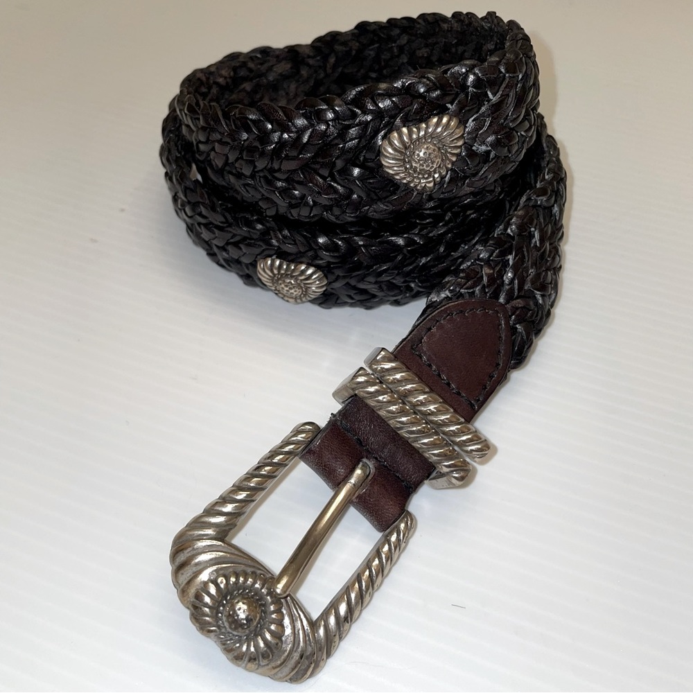 Bill Adler Studio Braided/Woven Leather belt with Hearts ♥️ and silver hardware